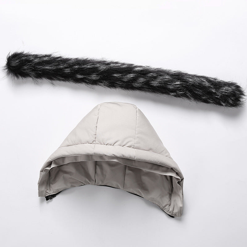 Trendy short padded coat with thick fur collar Trendy short padded coat with thick fur collar