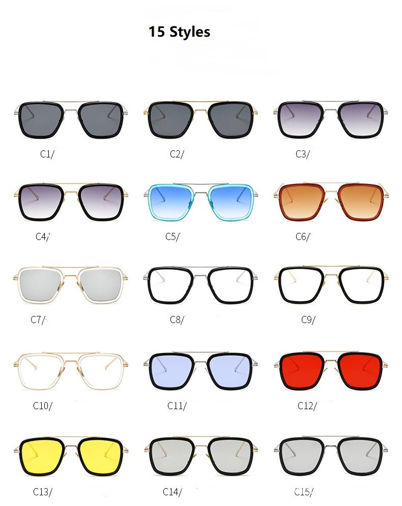 New Fashion Sunglasses Men Metal Square Iron Glasses New Fashion Sunglasses Men Metal Square Iron Glasses