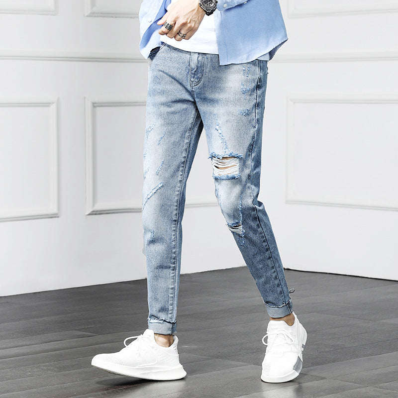 Ripped cropped jeans beggar pants Ripped cropped jeans beggar pants