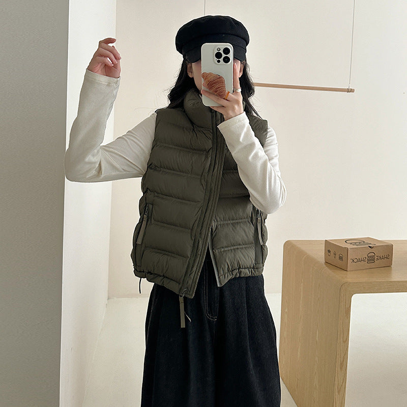 Autumn And Winter New Korean Style Stand Collar Short Cotton Waistcoat Autumn And Winter New Korean Style Stand Collar Short Cotton Waistcoat