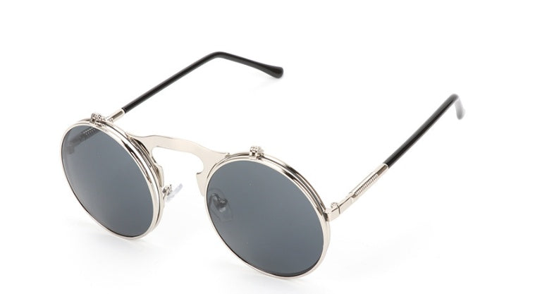 New Vintage Round Steampunk Sunglasses Flip-Up UV Protection Metal Frame Men And Women Summer Cycling Sun Glasses New Vintage Round Steampunk Sunglasses Flip-Up UV Protection Metal Frame Men And Women Summer Cycling Sun Glasses