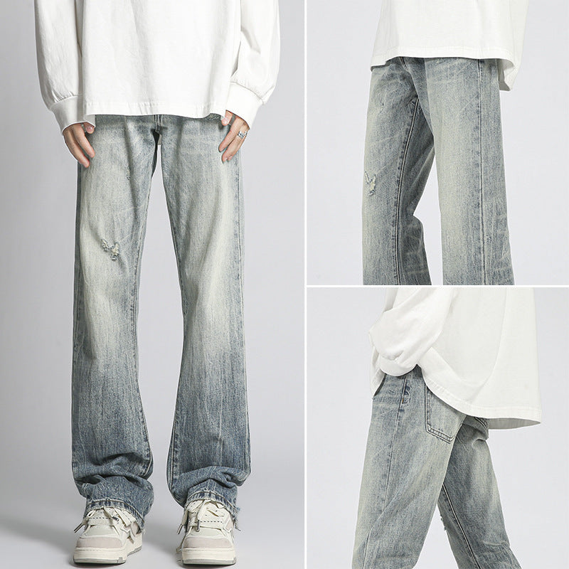 Men's American Water Washed Hole Bootcut Trousers Men's American Water Washed Hole Bootcut Trousers