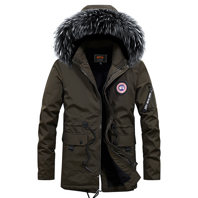 Winter new warm casual men's cotton coat thick long hair fur collar coat Winter new warm casual men's cotton coat thick long hair fur collar coat
