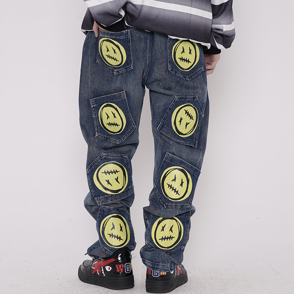 Smiley print jeans for men Smiley print jeans for men