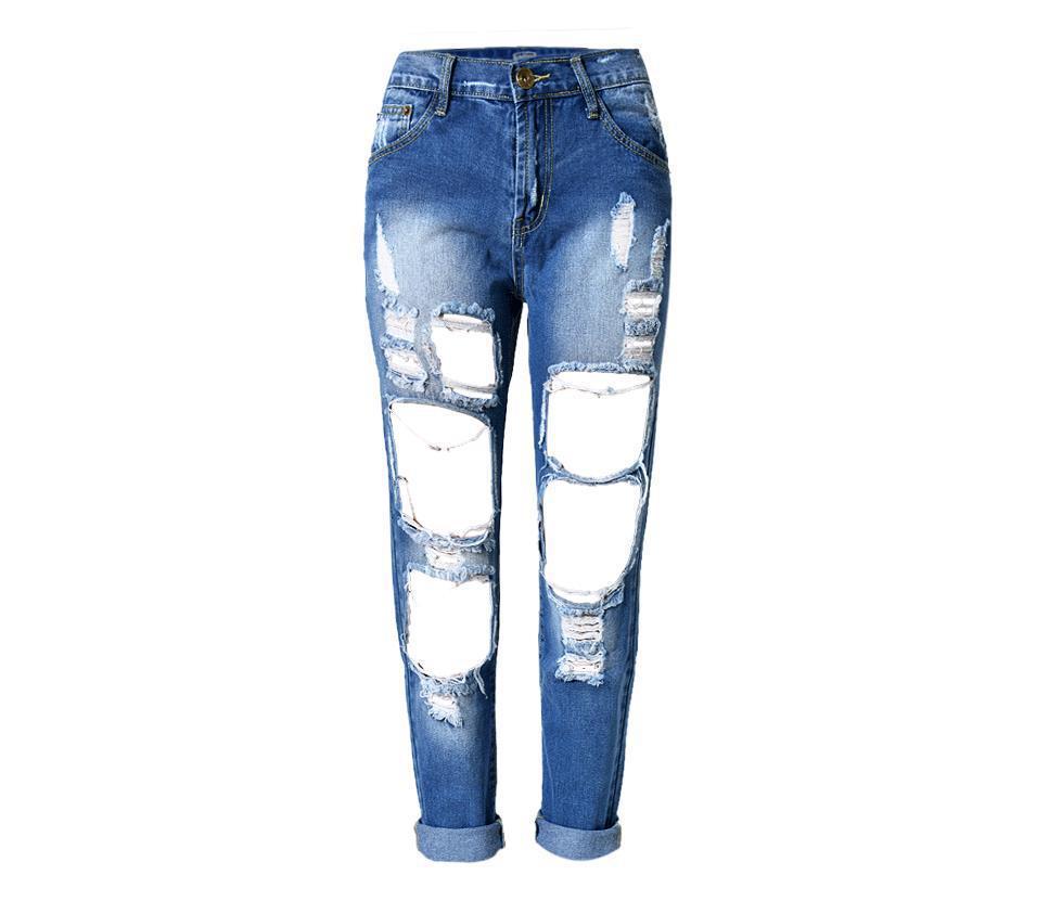 Ripped Jeans High Waist Women Ripped Hole Knee Skinny Pants Ripped Jeans High Waist Women Ripped Hole Knee Skinny Pants