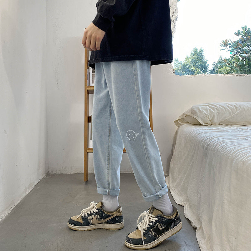 Spring And Summer New Hong Kong Style Jeans Men Loose Small Foot Tapered Pants Spring And Summer New Hong Kong Style Jeans Men Loose Small Foot Tapered Pants