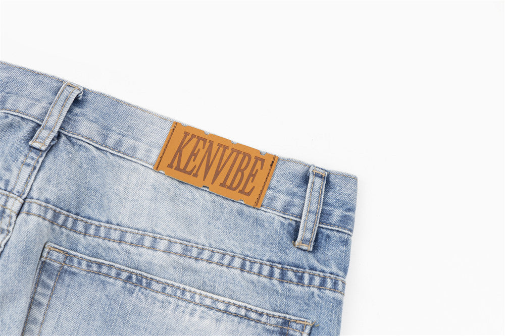 Bright White Slightly Flared Ripped Jeans For Men Bright White Slightly Flared Ripped Jeans For Men