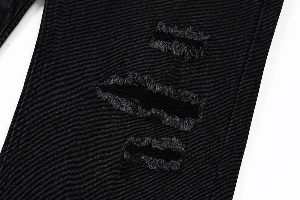 Knee Ripped Jeans Men Washed And Worn Beggar Pants Knee Ripped Jeans Men Washed And Worn Beggar Pants