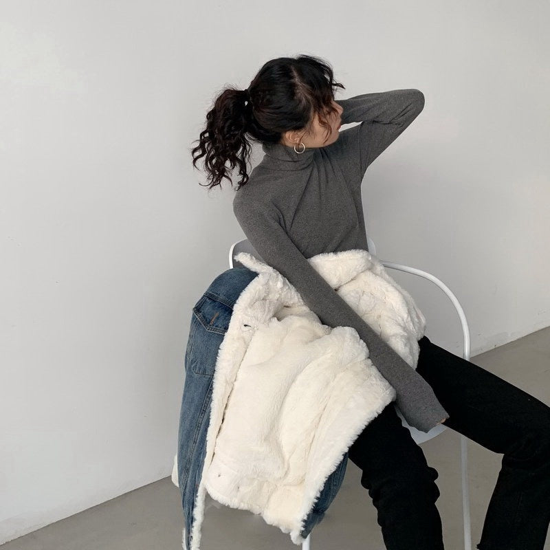 Plush Thick Lamb Wool Denim Jacket Women Short Plush Thick Lamb Wool Denim Jacket Women Short