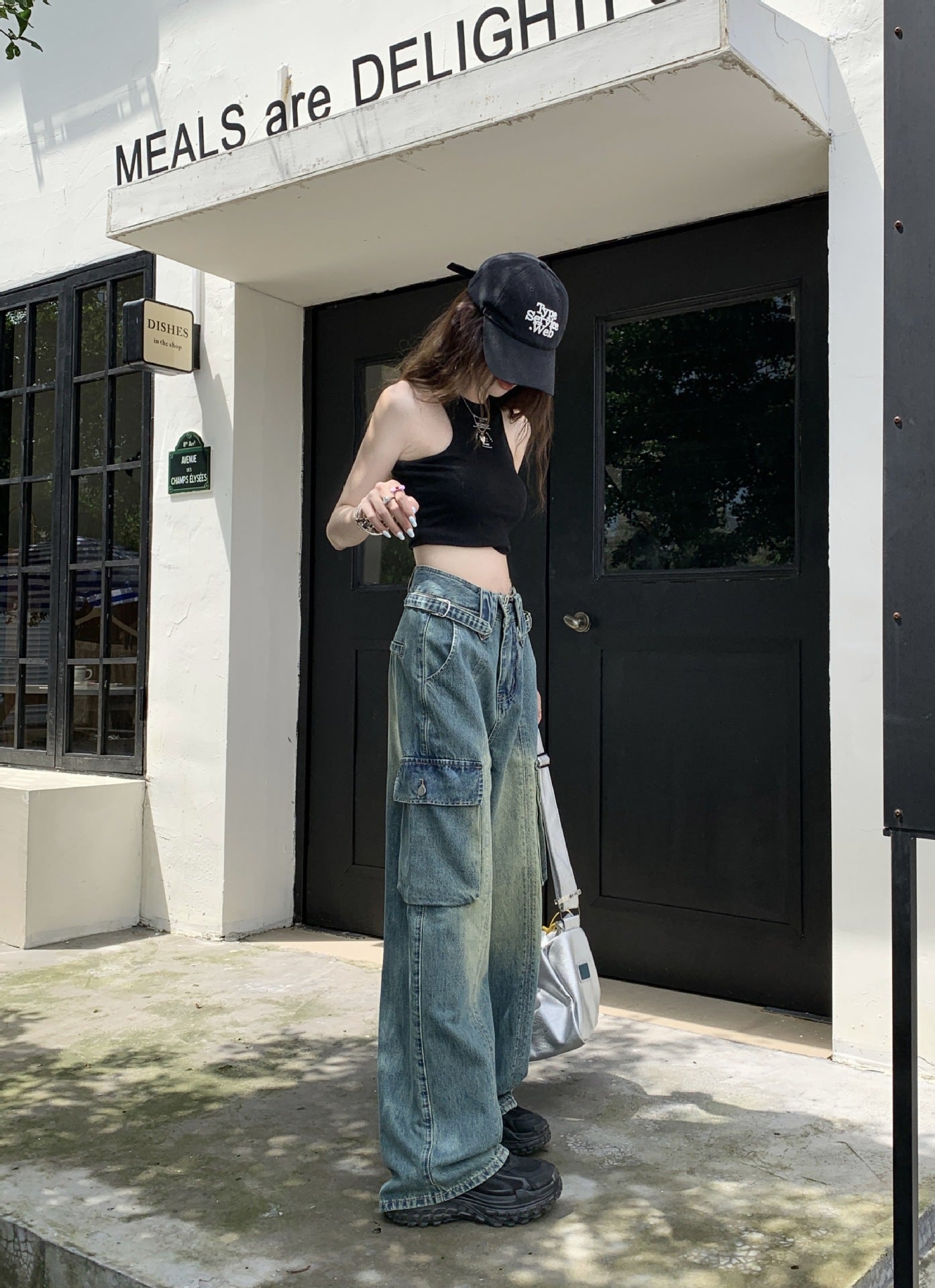 Slim Fit Loose High Waist Slimming Wide Leg American Retro Workwear Straight Jeans For Women Slim Fit Loose High Waist Slimming Wide Leg American Retro Workwear Straight Jeans For Women