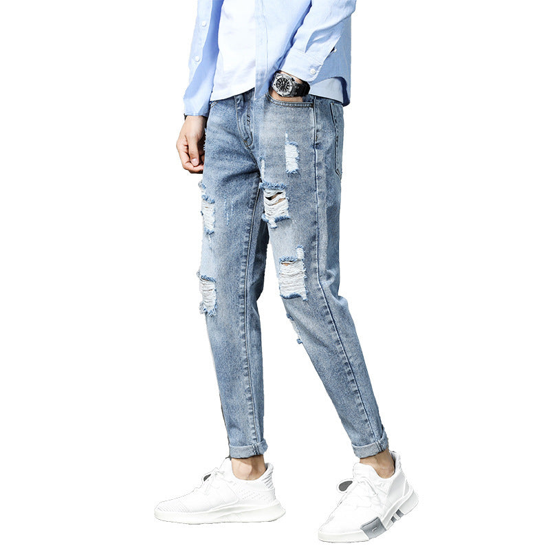 Ripped cropped jeans beggar pants Ripped cropped jeans beggar pants