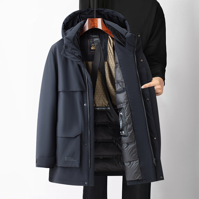 Down Jacket Men's Simple Casual Mid-length Down Jacket Men's Simple Casual Mid-length