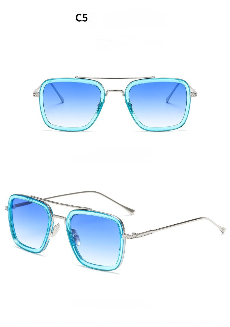 New Fashion Sunglasses Men Metal Square Iron Glasses New Fashion Sunglasses Men Metal Square Iron Glasses