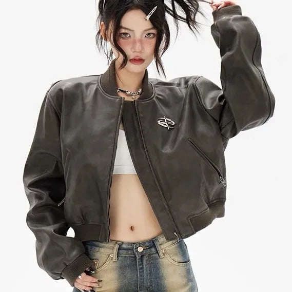 Jacket Baseball Uniform Baggy Coat Women Jacket Baseball Uniform Baggy Coat Women