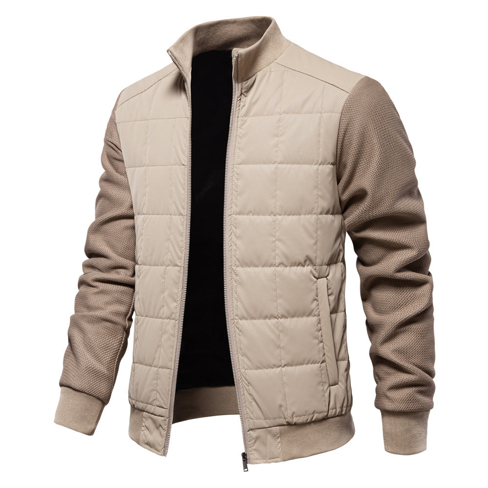 Fashion Stitching Coat Winter Personality Stand Collar Zipper Jacket Men's Clothing Fashion Stitching Coat Winter Personality Stand Collar Zipper Jacket Men's Clothing