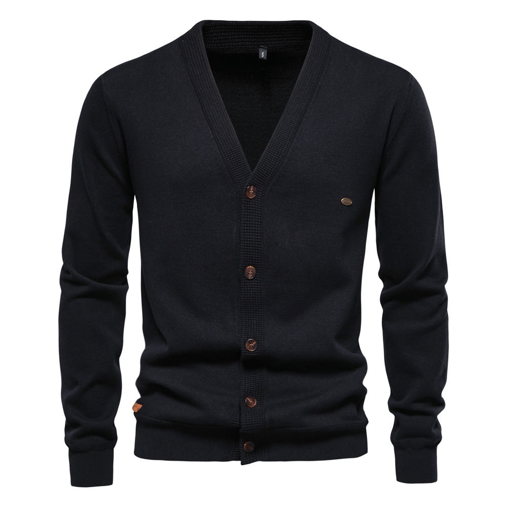 Men's Cardigan Sweater High Quality Business Pure Color Knitwear Men's Cardigan Sweater High Quality Business Pure Color Knitwear