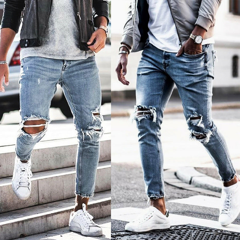 Men's jeans new hole pants trousers Men's jeans new hole pants trousers