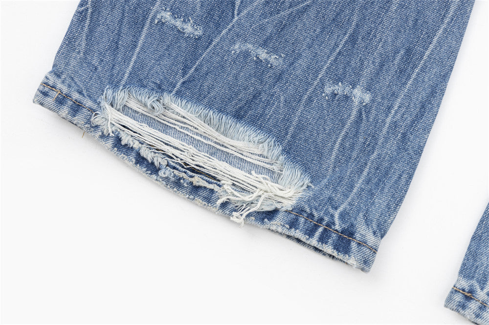 Bright White Slightly Flared Ripped Jeans For Men Bright White Slightly Flared Ripped Jeans For Men