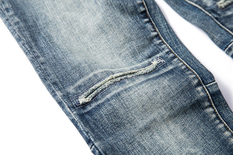 Knife cut classic zipper beam pants jeans Knife cut classic zipper beam pants jeans