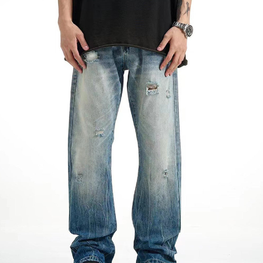 Gradient Water Washed Hole Jeans For Men Gradient Water Washed Hole Jeans For Men