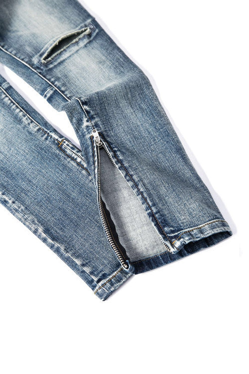 Knife cut classic zipper beam pants jeans Knife cut classic zipper beam pants jeans