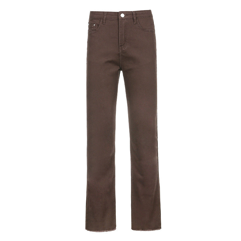 Brown High Waist Stretch Bootcut Jeans Women Casual Pants Brown High Waist Stretch Bootcut Jeans Women Casual Pants