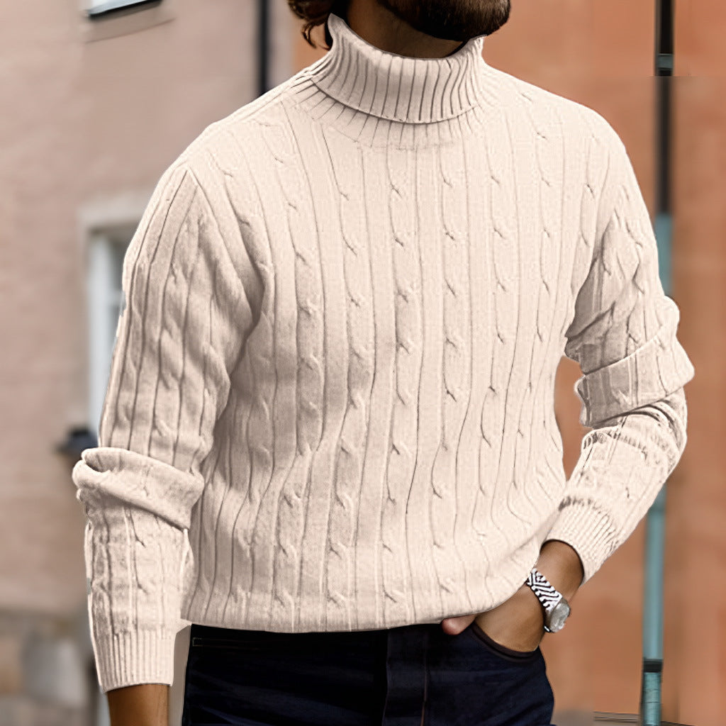 Men's Sweater Casual Retro Twisted Flower Turtleneck Knitting Men's Sweater Casual Retro Twisted Flower Turtleneck Knitting