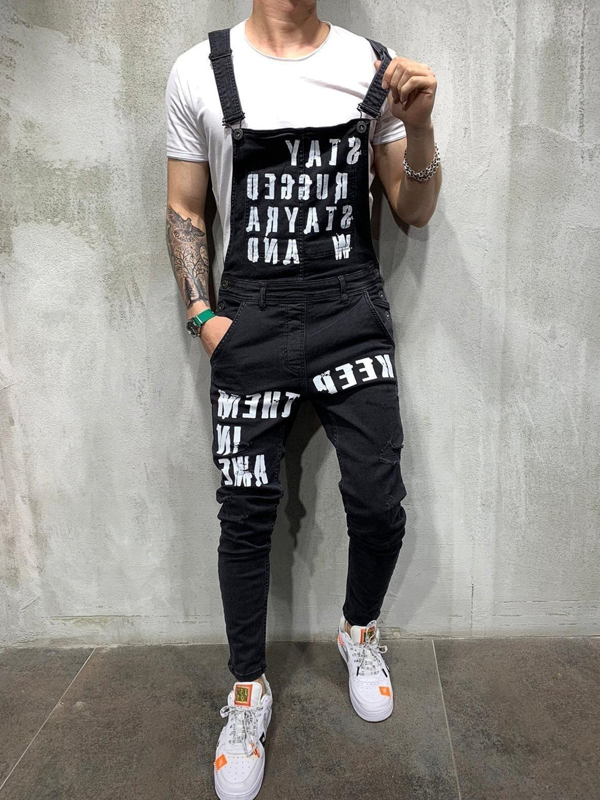 Men's braces ripped jeans jumpsuit men pants Men's braces ripped jeans jumpsuit men pants