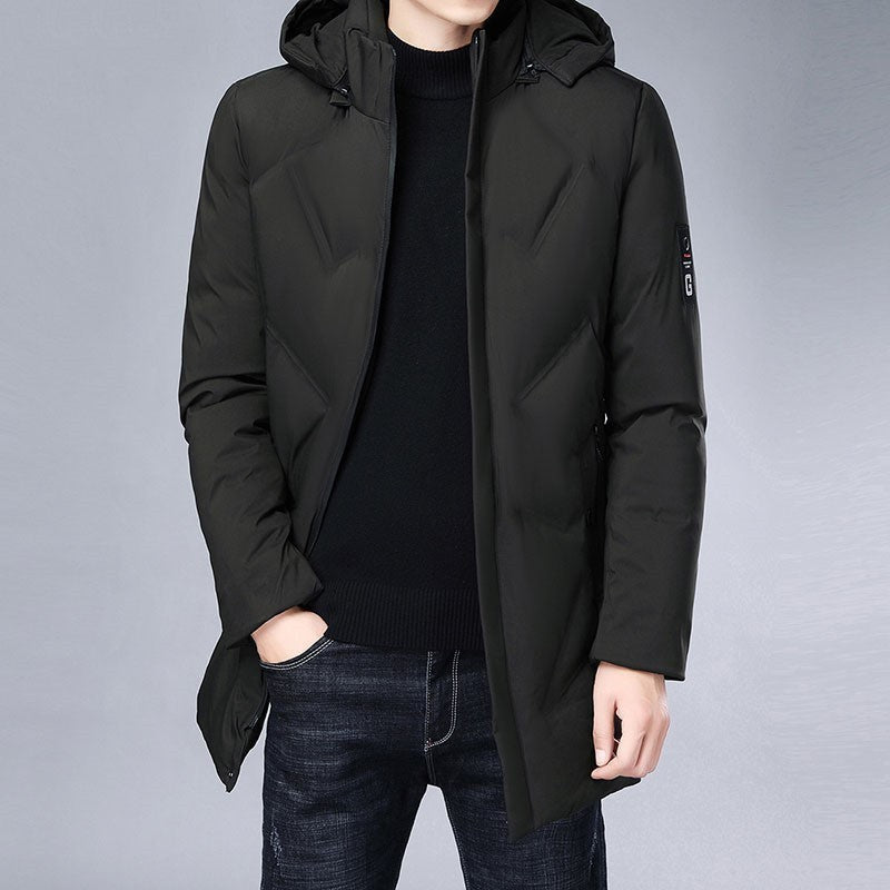 Long Slim Casual Jacket With Removable Cap Long Slim Casual Jacket With Removable Cap