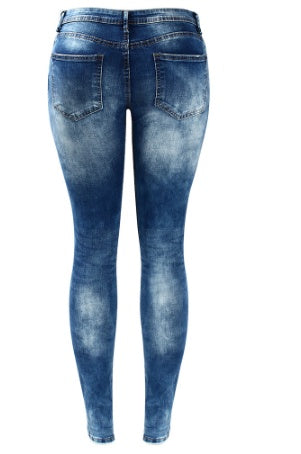 Stretch cotton hole pencil feet jeans women Stretch cotton hole pencil feet jeans women