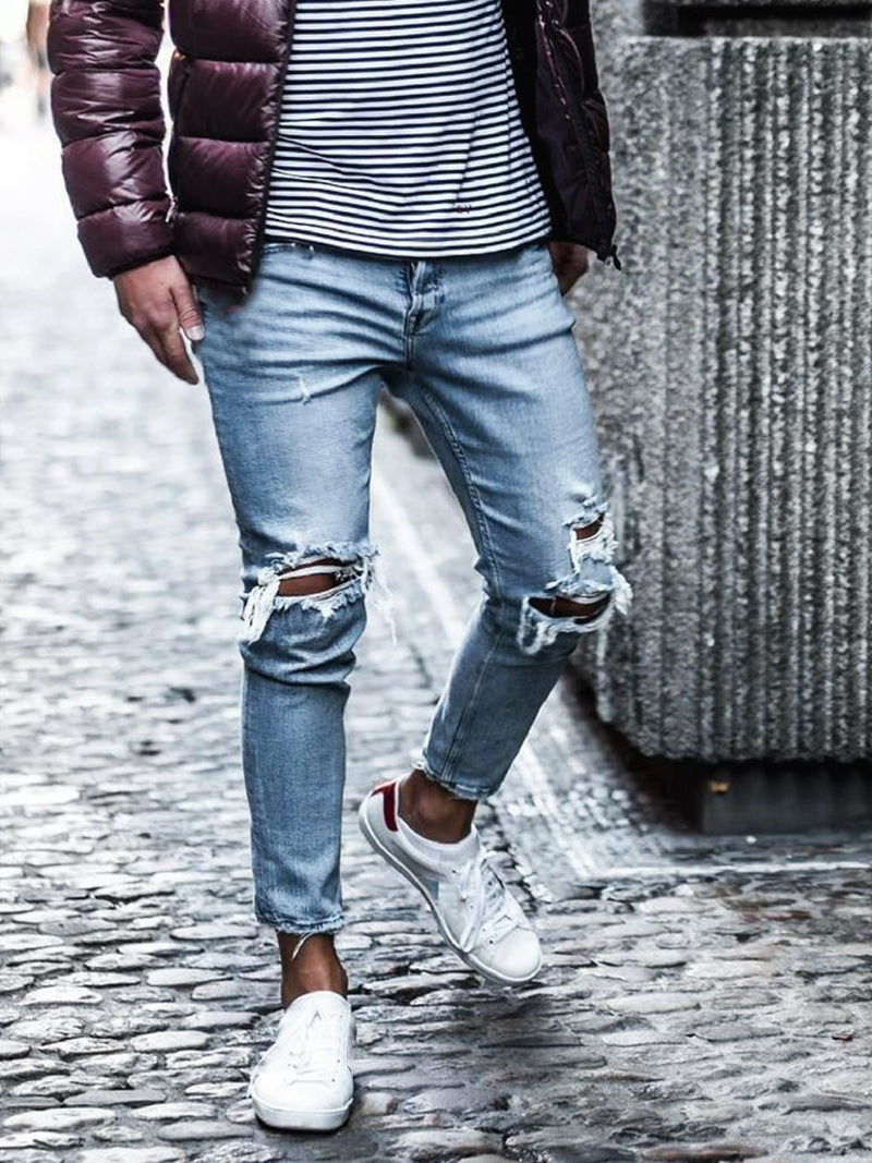 Men's jeans new hole pants trousers Men's jeans new hole pants trousers