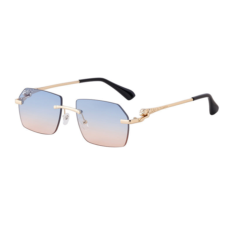 Frameless Trimming Leopard Temple Men Retro Square Frame Driving Sunglasses Frameless Trimming Leopard Temple Men Retro Square Frame Driving Sunglasses