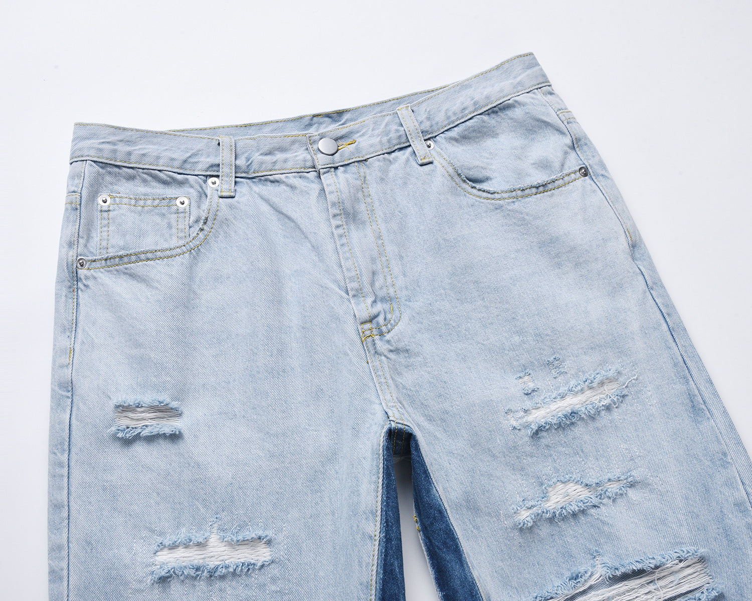 Water Washed Hole Stitching Bootleg Pants Jeans Water Washed Hole Stitching Bootleg Pants Jeans