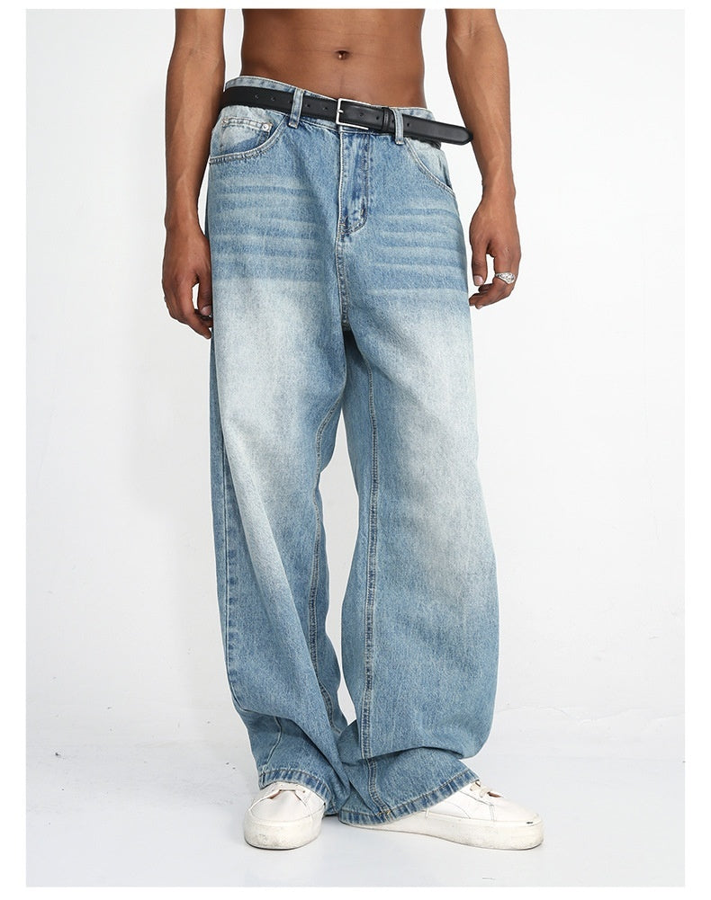Men's Blue Straight Wide Leg Casual Jeans Men's Blue Straight Wide Leg Casual Jeans