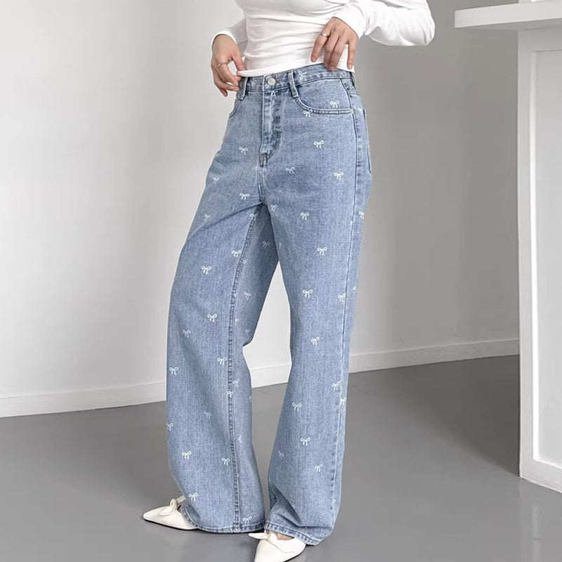 All-matching Wide Leg Straight Jeans For Women All-matching Wide Leg Straight Jeans For Women