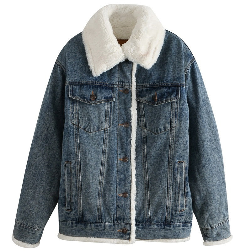 Plush Thick Lamb Wool Denim Jacket Women Short Plush Thick Lamb Wool Denim Jacket Women Short
