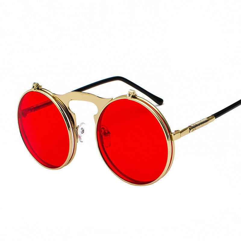 New Vintage Round Steampunk Sunglasses Flip-Up UV Protection Metal Frame Men And Women Summer Cycling Sun Glasses New Vintage Round Steampunk Sunglasses Flip-Up UV Protection Metal Frame Men And Women Summer Cycling Sun Glasses