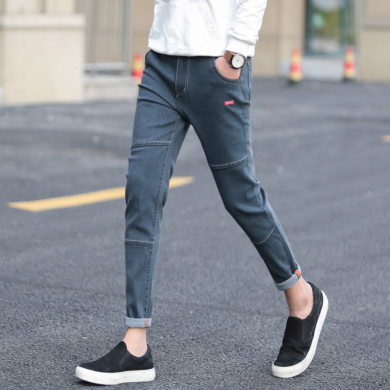 Autumn black ripped ankle jeans men Autumn black ripped ankle jeans men