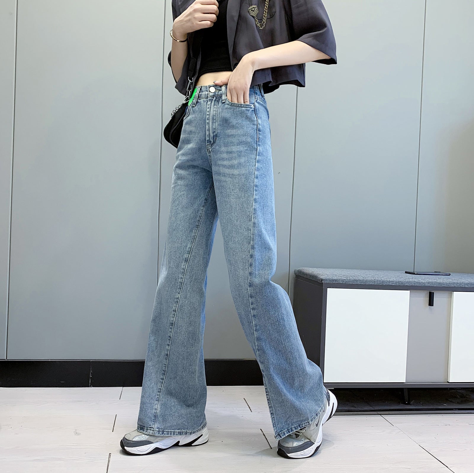 Net Red Feet Split Mopping High Waist Jeans Women Autumn Net Red Feet Split Mopping High Waist Jeans Women Autumn