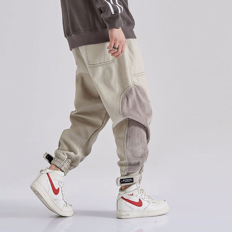 Japanese Men Jeans Loose Fit Spliced Design Japanese Men Jeans Loose Fit Spliced Design