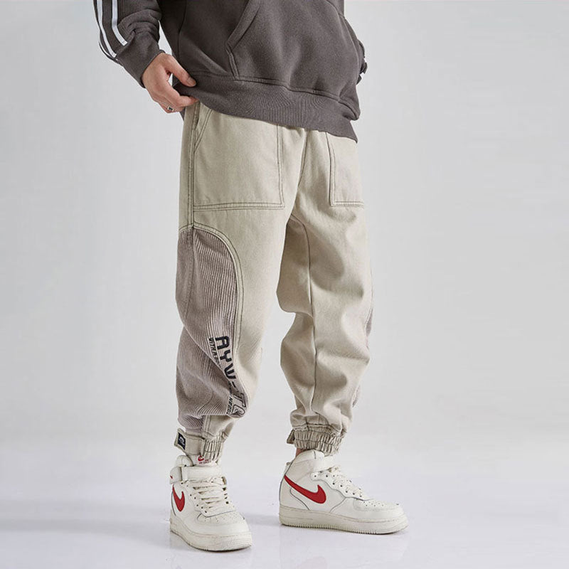 Japanese Men Jeans Loose Fit Spliced Design Japanese Men Jeans Loose Fit Spliced Design