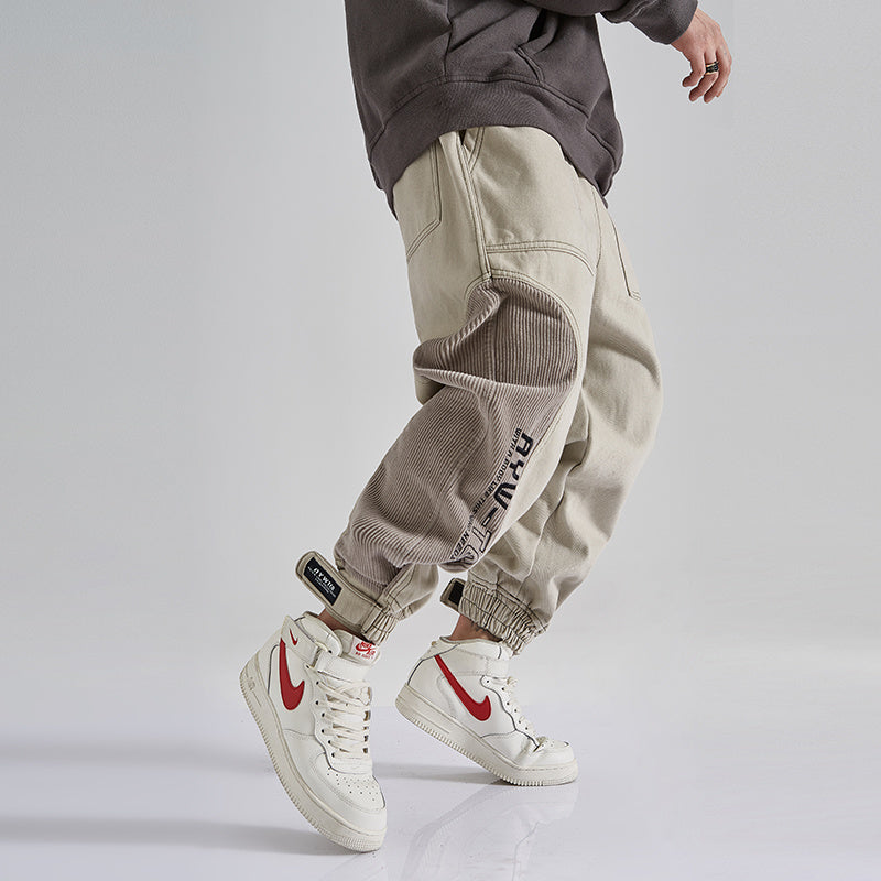 Japanese Men Jeans Loose Fit Spliced Design Japanese Men Jeans Loose Fit Spliced Design