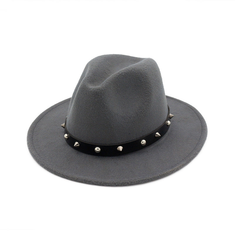 New Style Rivet Accessories Top Hat For Men and Women Woolen Hats New Style Rivet Accessories Top Hat For Men and Women Woolen Hats