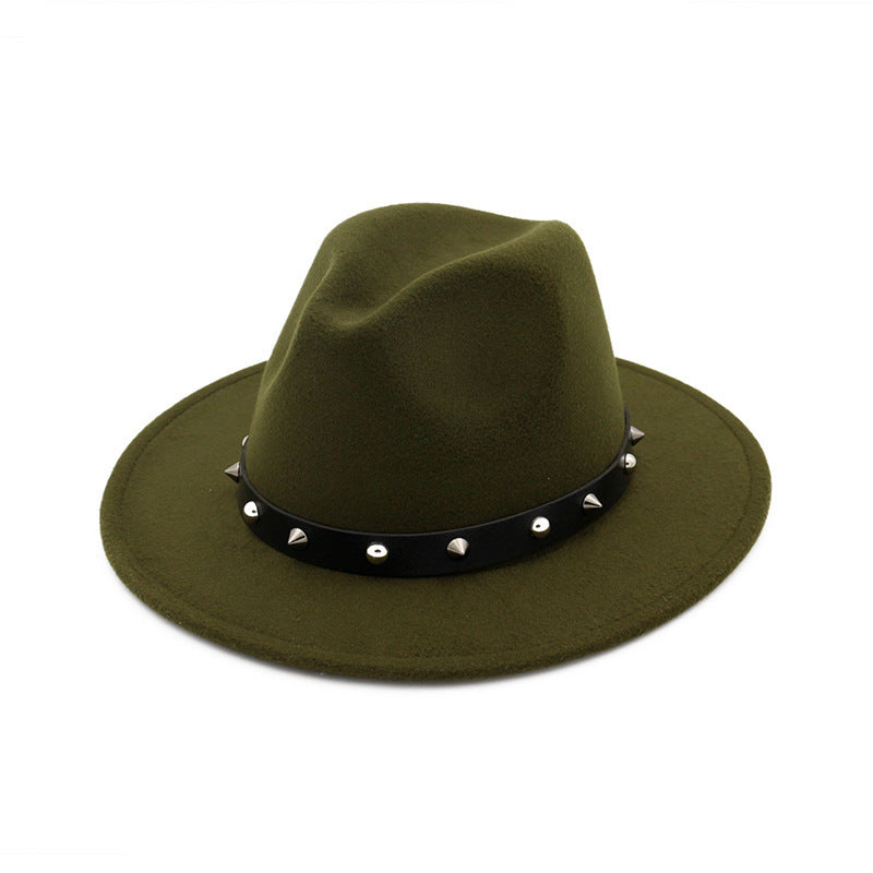 New Style Rivet Accessories Top Hat For Men and Women Woolen Hats New Style Rivet Accessories Top Hat For Men and Women Woolen Hats