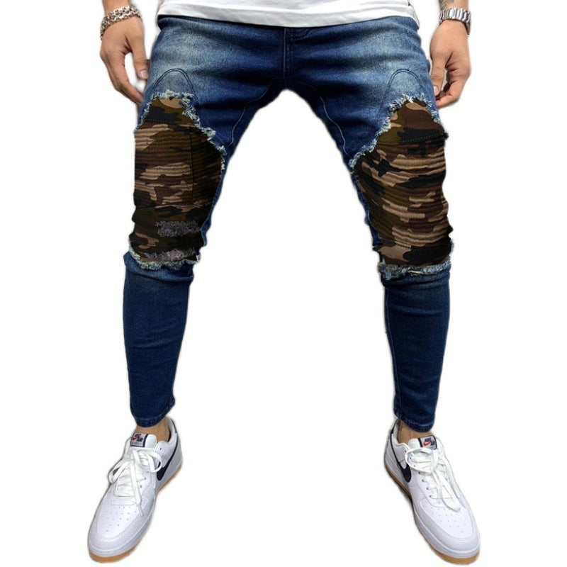 Men s Pleated Camouflage Slim fit Jeans Men s Pleated Camouflage Slim fit Jeans
