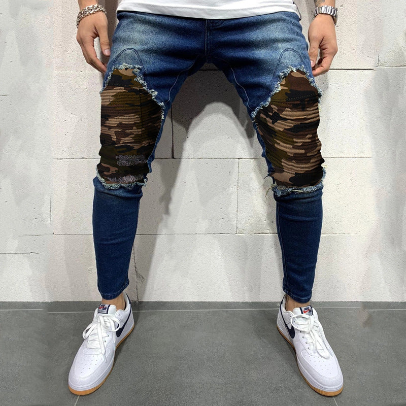 Men s Pleated Camouflage Slim fit Jeans Men s Pleated Camouflage Slim fit Jeans