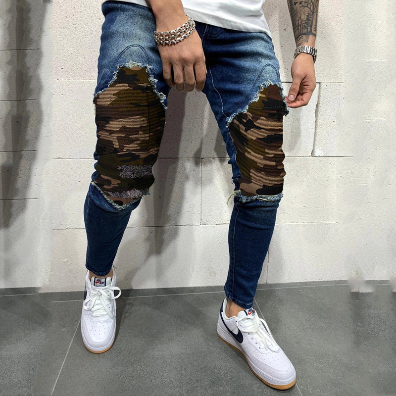 Men s Pleated Camouflage Slim fit Jeans Men s Pleated Camouflage Slim fit Jeans