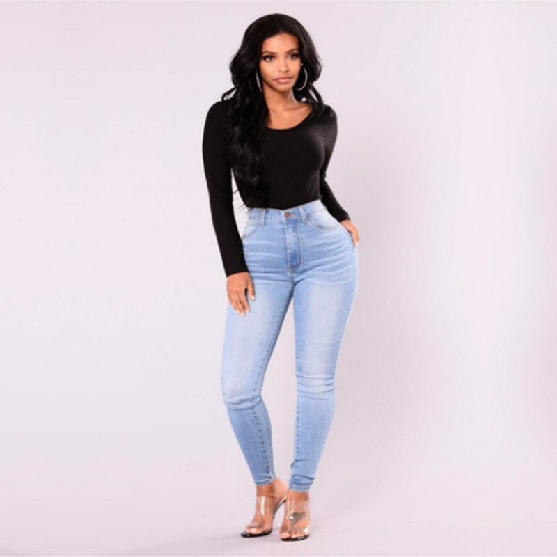 Cross-Border Supply New AliExpress Amazon Wish Explosion Light Color Stretch Jeans Women Cross-Border Supply New AliExpress Amazon Wish Explosion Light Color Stretch Jeans Women