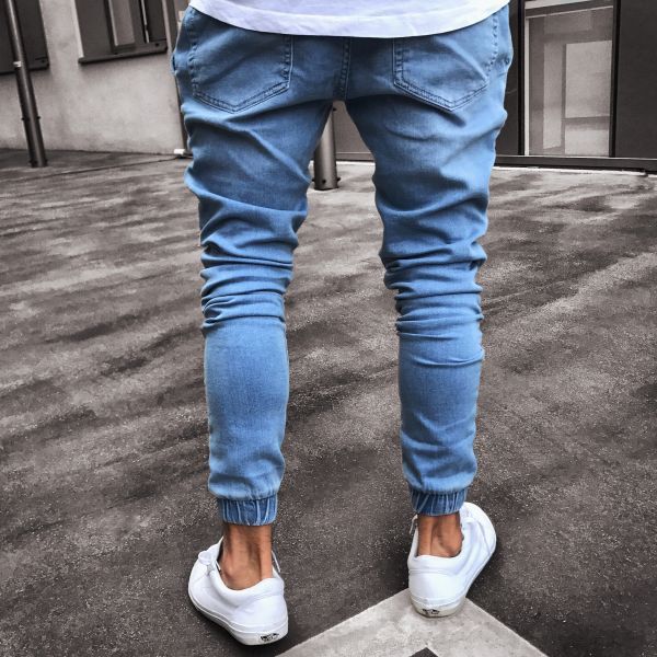 Jeans Men's Explosive Fashion Light Blue Skinny Jeans Men's Explosive Fashion Light Blue Skinny