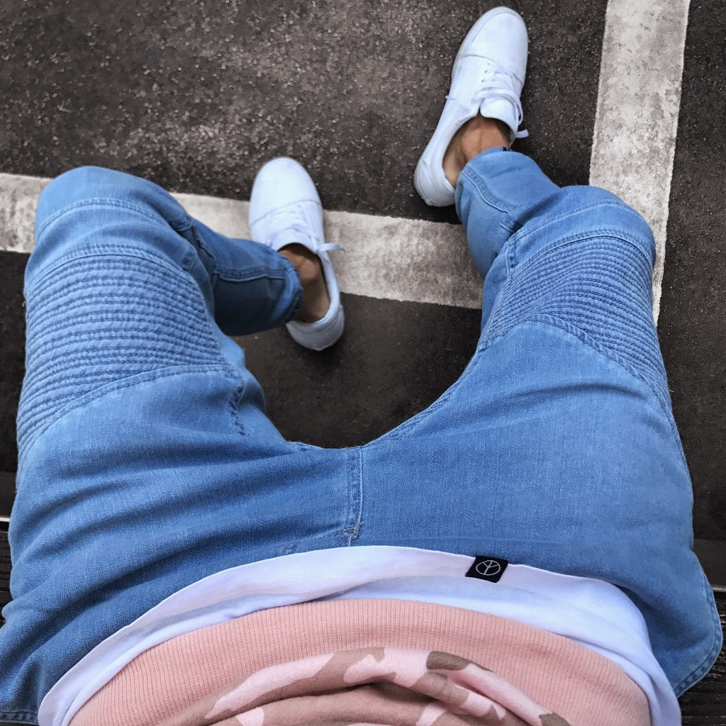Jeans Men's Explosive Fashion Light Blue Skinny Jeans Men's Explosive Fashion Light Blue Skinny